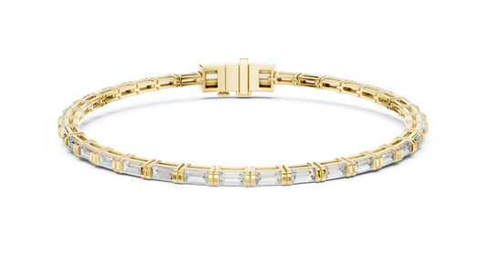 Baguette-Cut Blue Diamond Tennis Bracelet