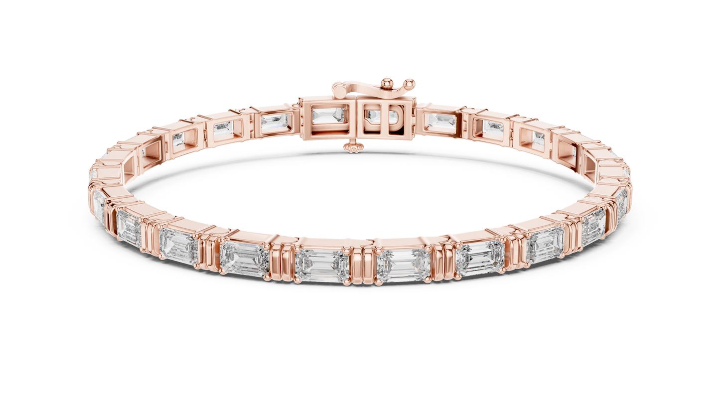 Emerald-Cut Blue Diamond Tennis Bracelet