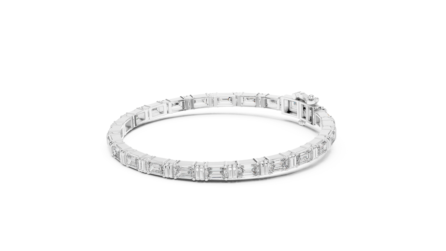 Emerald-Cut Blue Diamond Tennis Bracelet