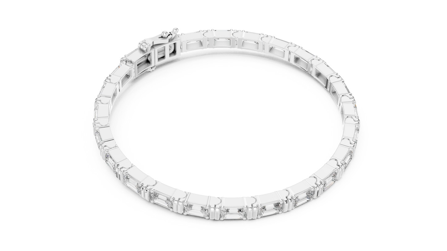 Emerald-Cut Blue Diamond Tennis Bracelet