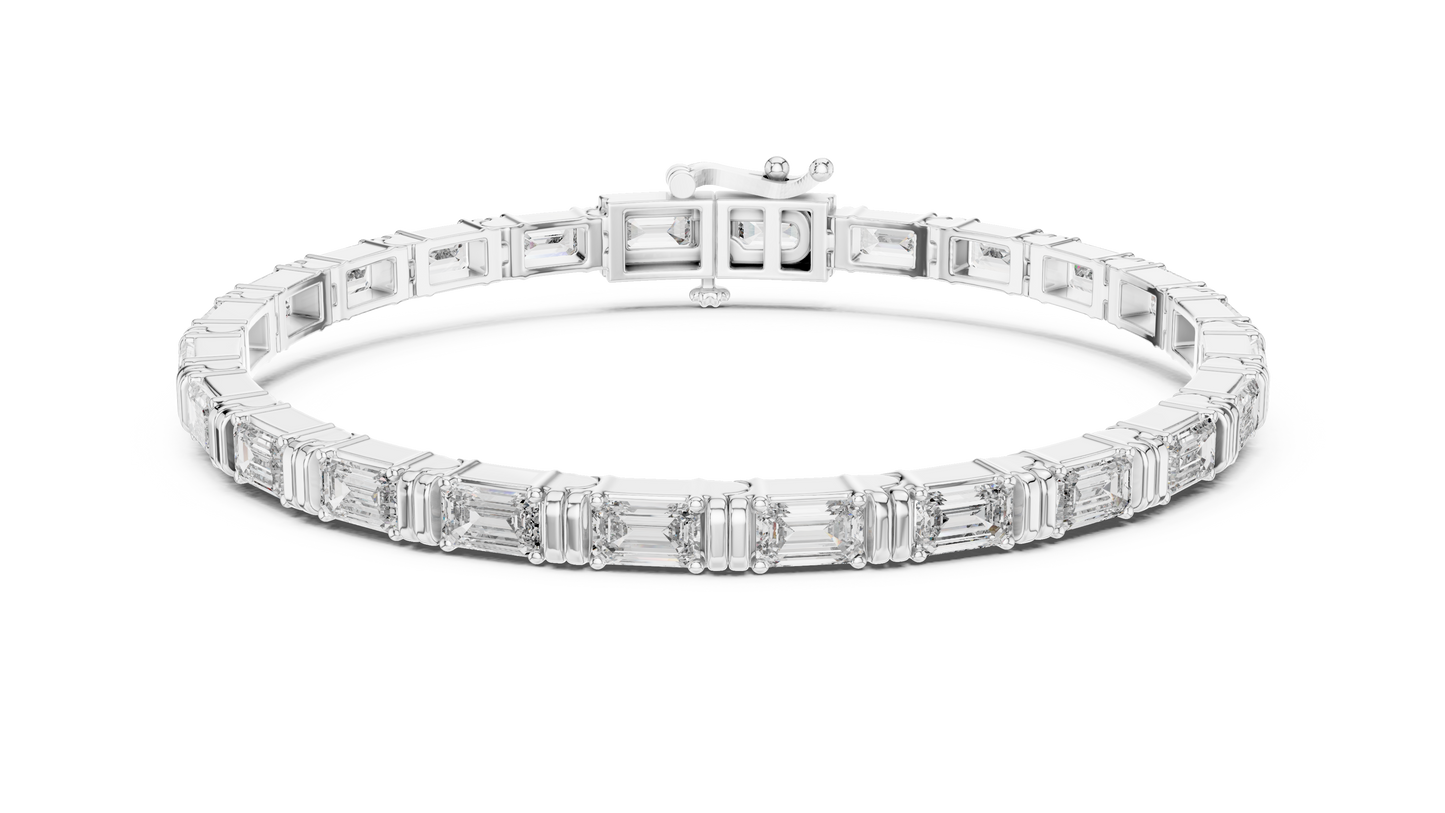 Emerald-Cut Blue Diamond Tennis Bracelet