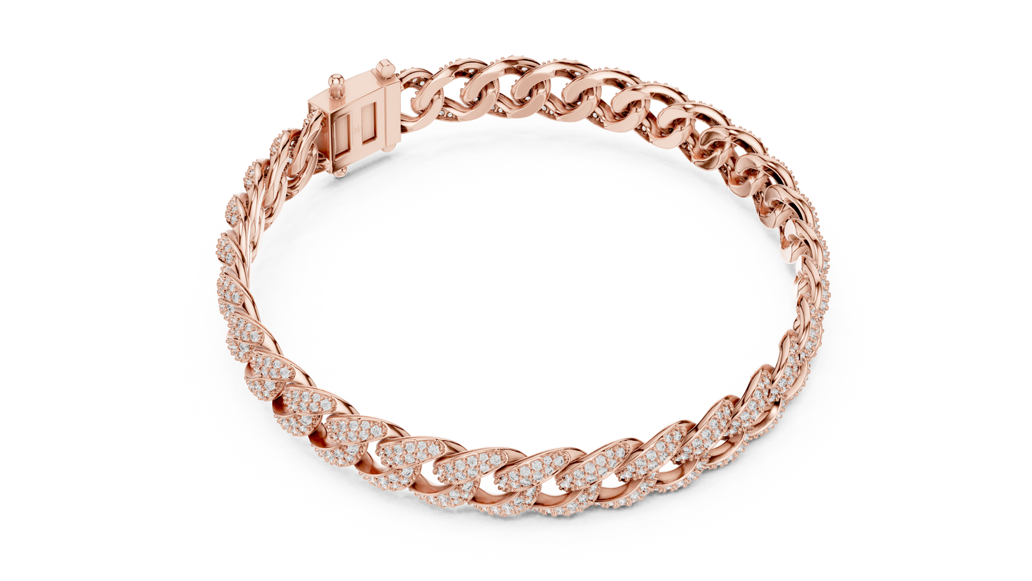 Pavé Round Diamond Cuban Link Bracelet