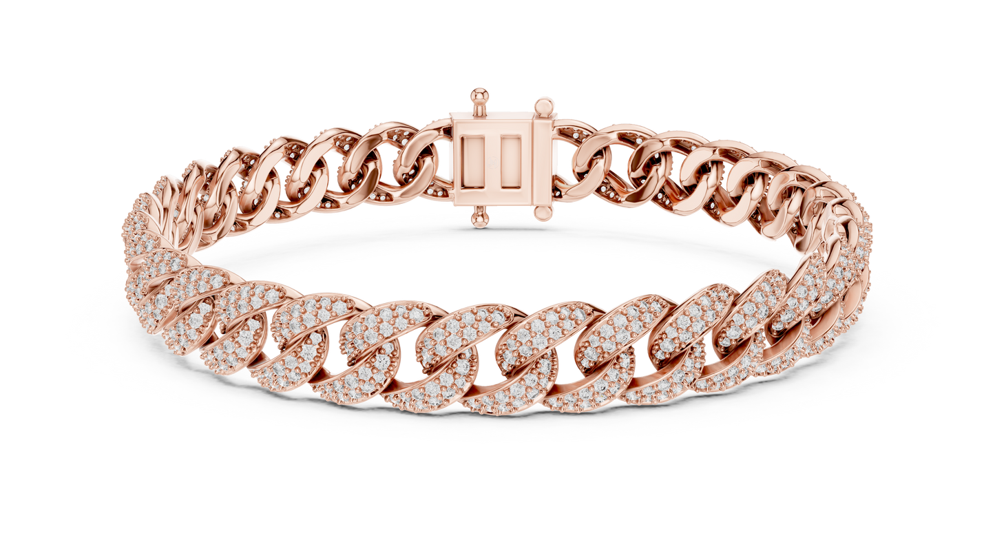 Pavé Round Diamond Cuban Link Bracelet