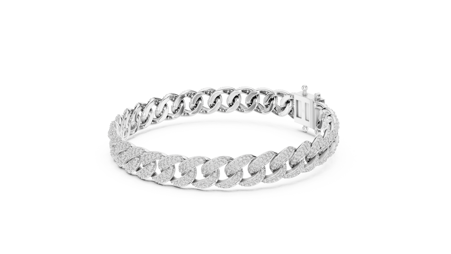 Pavé Round Diamond Cuban Link Bracelet