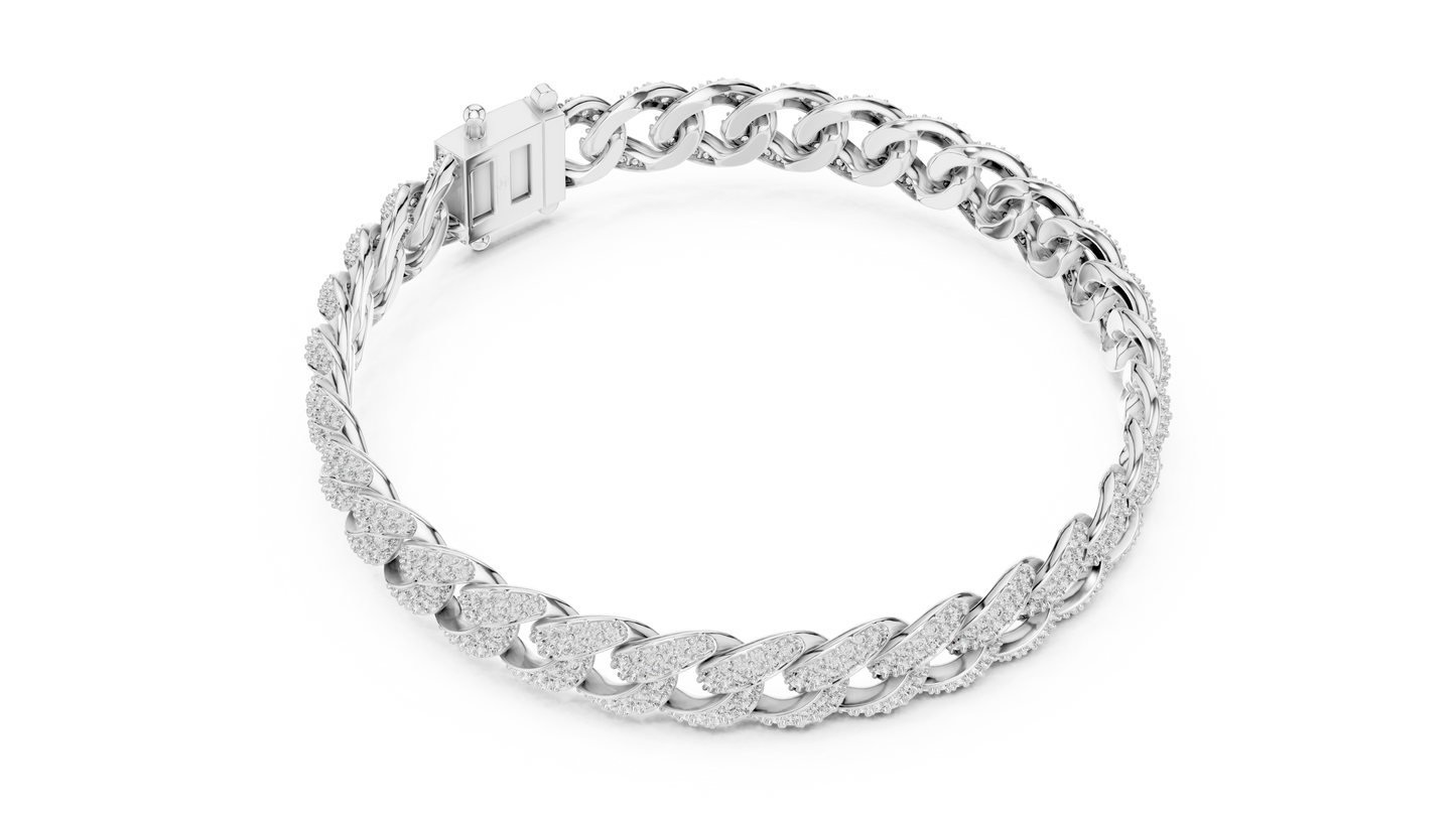 Pavé Round Diamond Cuban Link Bracelet