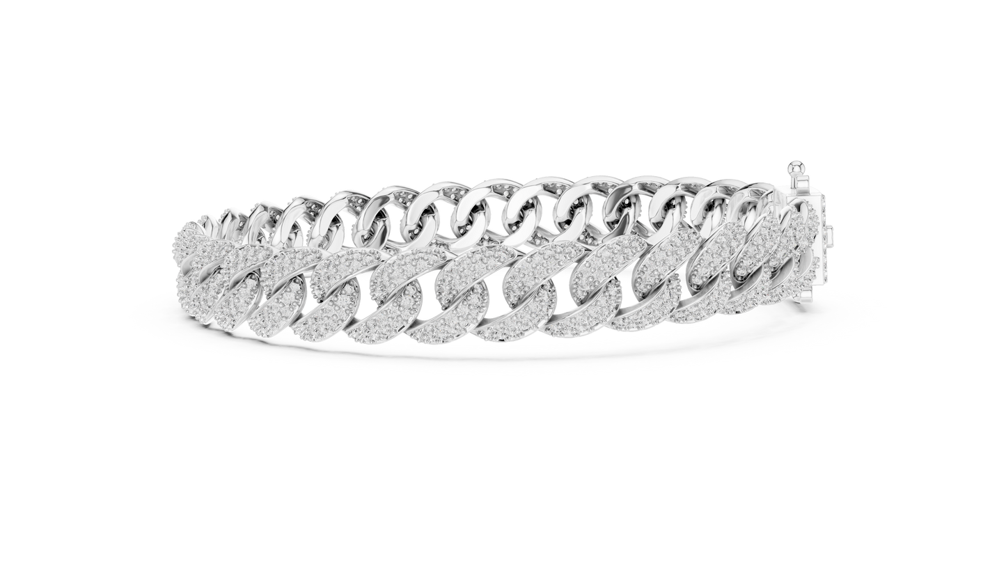 Pavé Round Diamond Cuban Link Bracelet