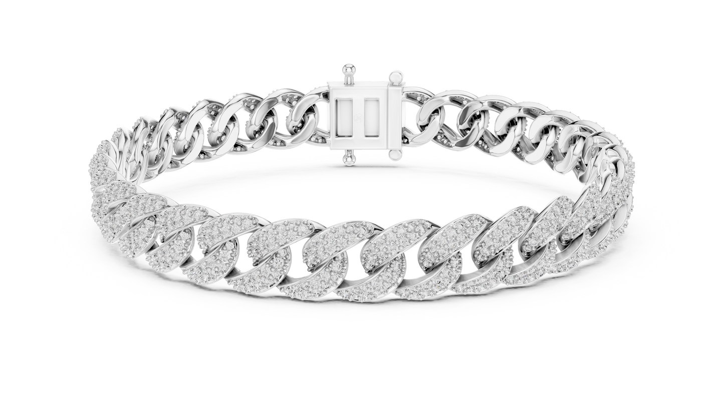 Pavé Round Diamond Cuban Link Bracelet