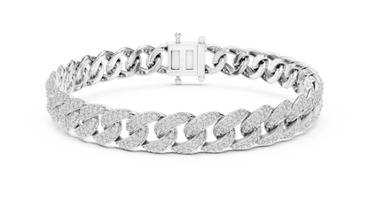 Pavé Round Diamond Cuban Link Bracelet