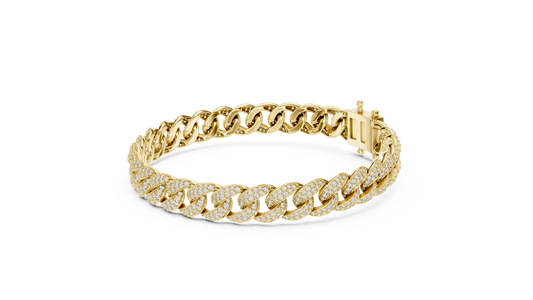 Pavé Round Diamond Cuban Link Bracelet