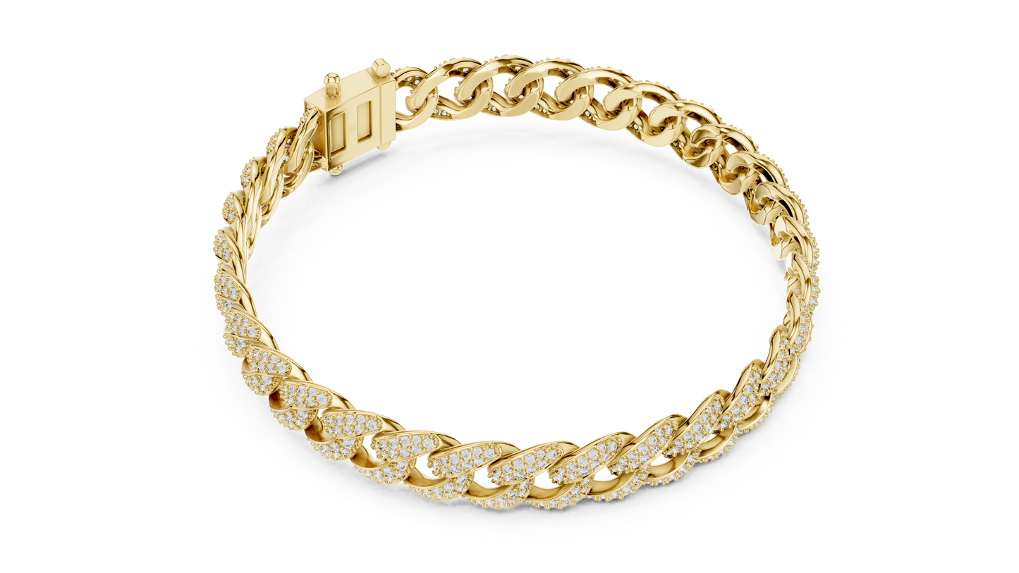 Pavé Round Diamond Cuban Link Bracelet