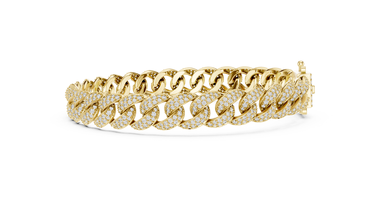 Pavé Round Diamond Cuban Link Bracelet