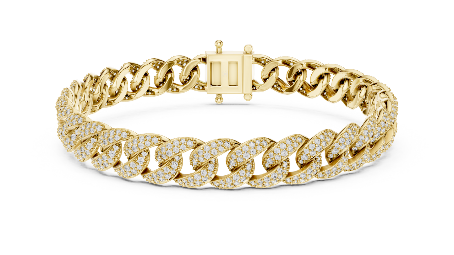 Pavé Round Diamond Cuban Link Bracelet