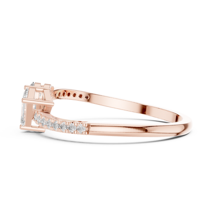 Emerald-Cut and Pear-Shaped Diamond Ring with Micro-Prong Accents