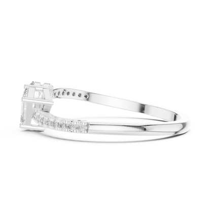 Emerald-Cut and Pear-Shaped Diamond Ring with Micro-Prong Accents