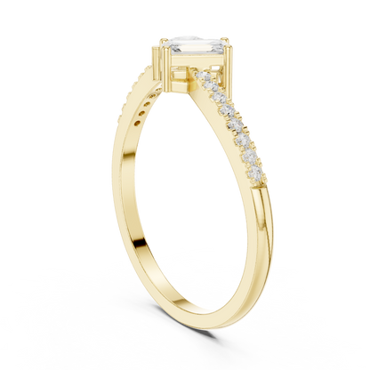 Emerald-Cut and Pear-Shaped Diamond Ring with Micro-Prong Accents