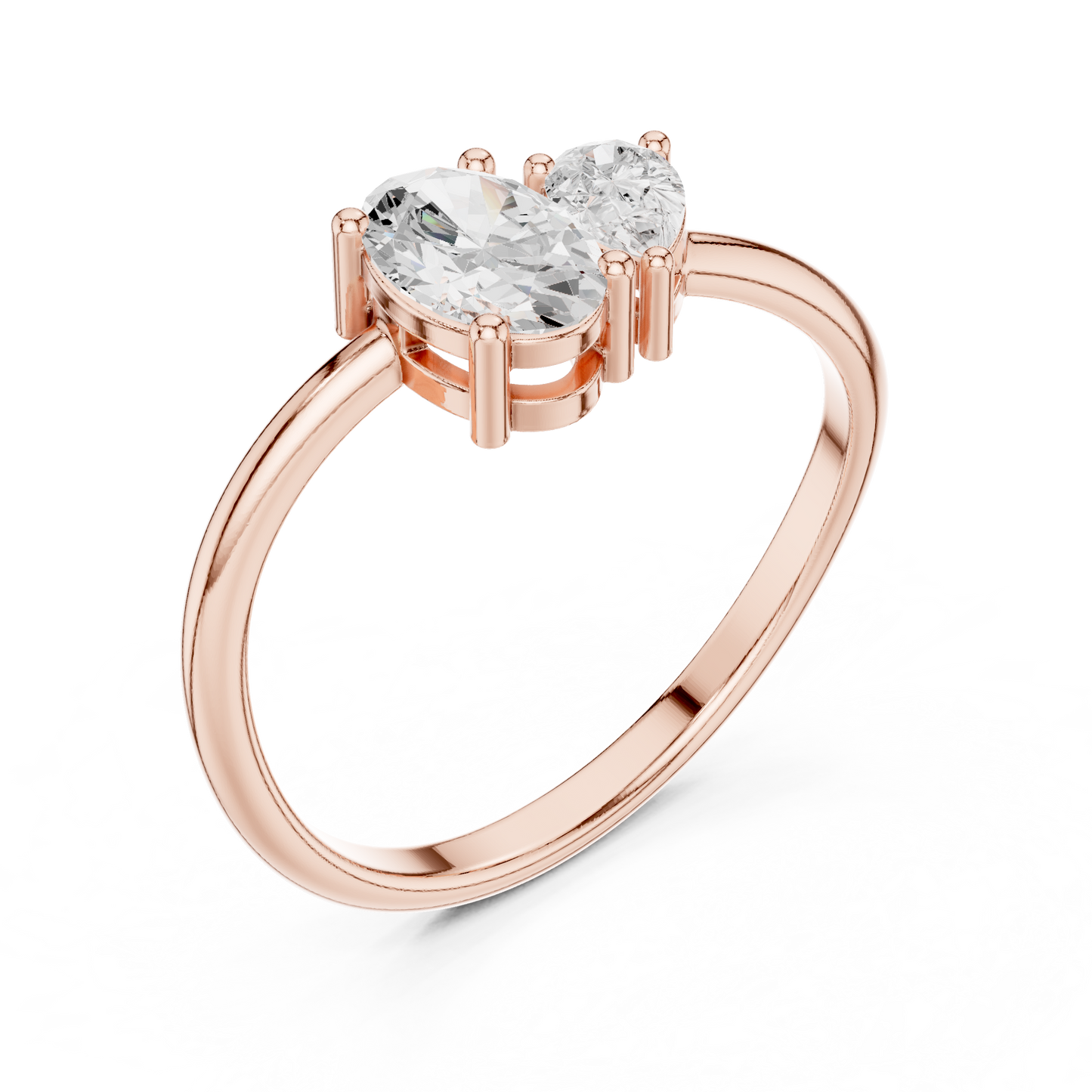 Oval and Pear-Shaped Two-Stone Diamond Ring