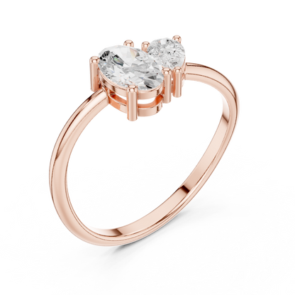 Oval and Pear-Shaped Two-Stone Diamond Ring