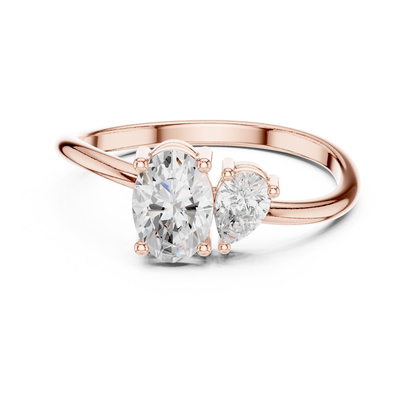 Oval and Pear-Shaped Two-Stone Diamond Ring