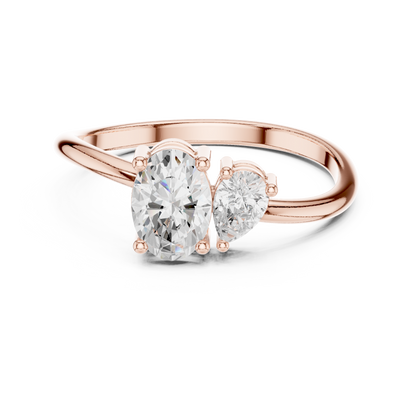 Oval and Pear-Shaped Two-Stone Diamond Ring