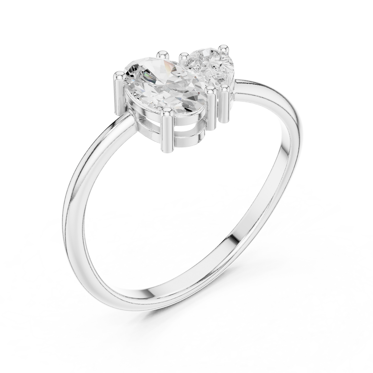 Oval and Pear-Shaped Two-Stone Diamond Ring