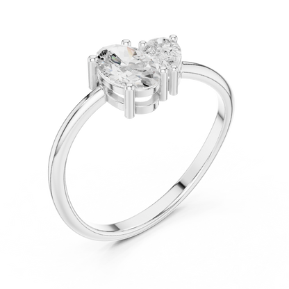 Oval and Pear-Shaped Two-Stone Diamond Ring