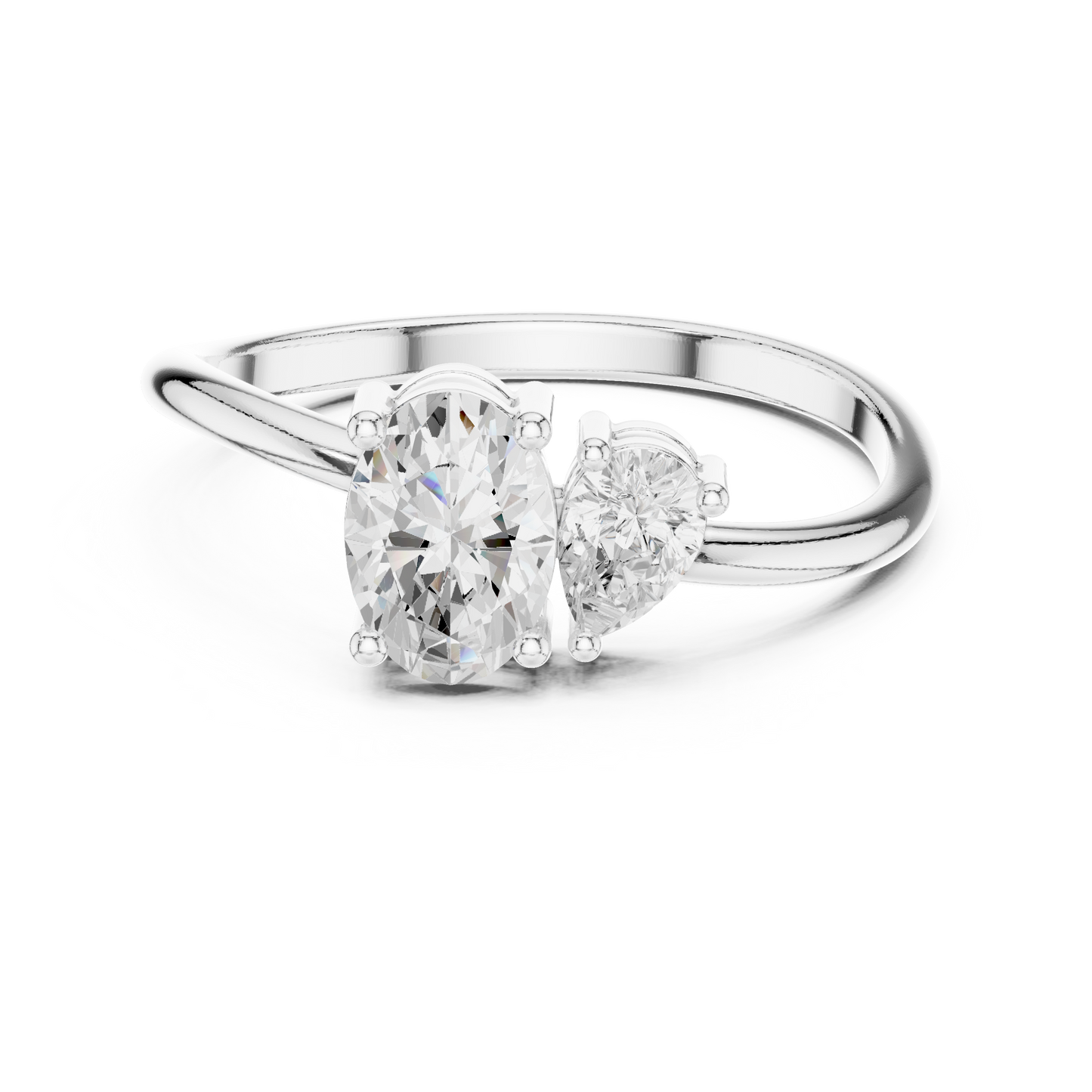 Oval and Pear-Shaped Two-Stone Diamond Ring