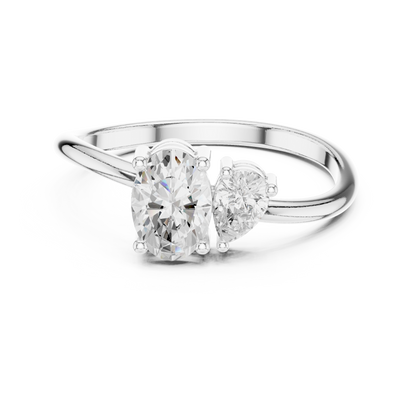 Oval and Pear-Shaped Two-Stone Diamond Ring