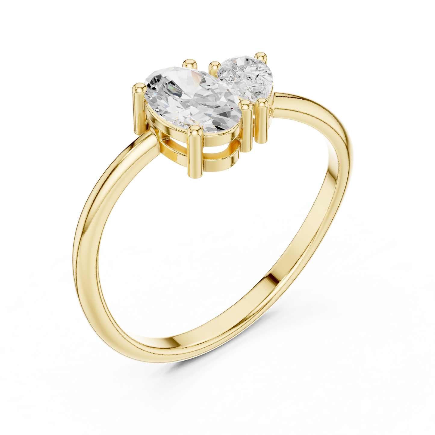 Oval and Pear-Shaped Two-Stone Diamond Ring