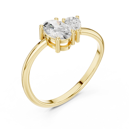 Oval and Pear-Shaped Two-Stone Diamond Ring