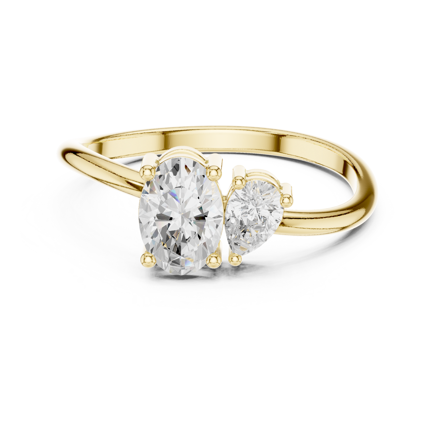 Oval and Pear-Shaped Two-Stone Diamond Ring