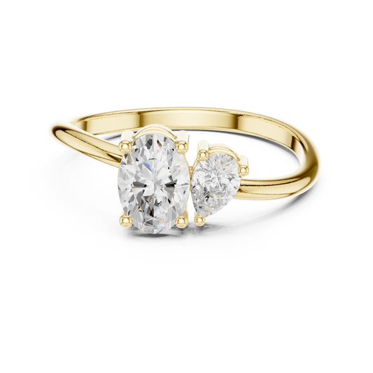 Oval and Pear-Shaped Two-Stone Diamond Ring