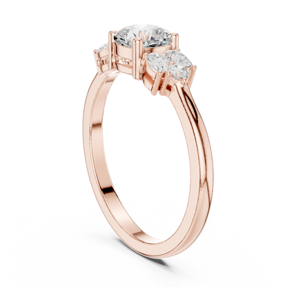Cushion Diamond Ring with Pear and Round Diamond Accents