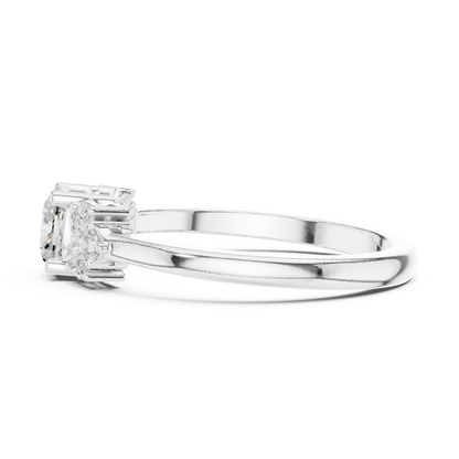 Cushion Diamond Ring with Pear and Round Diamond Accents