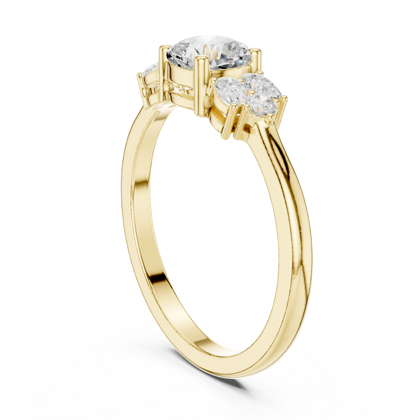 Cushion Diamond Ring with Pear and Round Diamond Accents