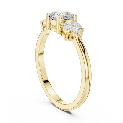 Cushion Diamond Ring with Pear and Round Diamond Accents