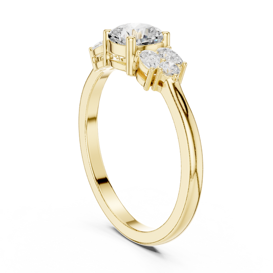 Cushion Diamond Ring with Pear and Round Diamond Accents