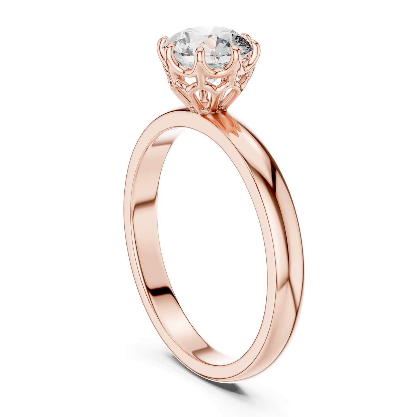Modern Basket Solitaire Diamond Ring