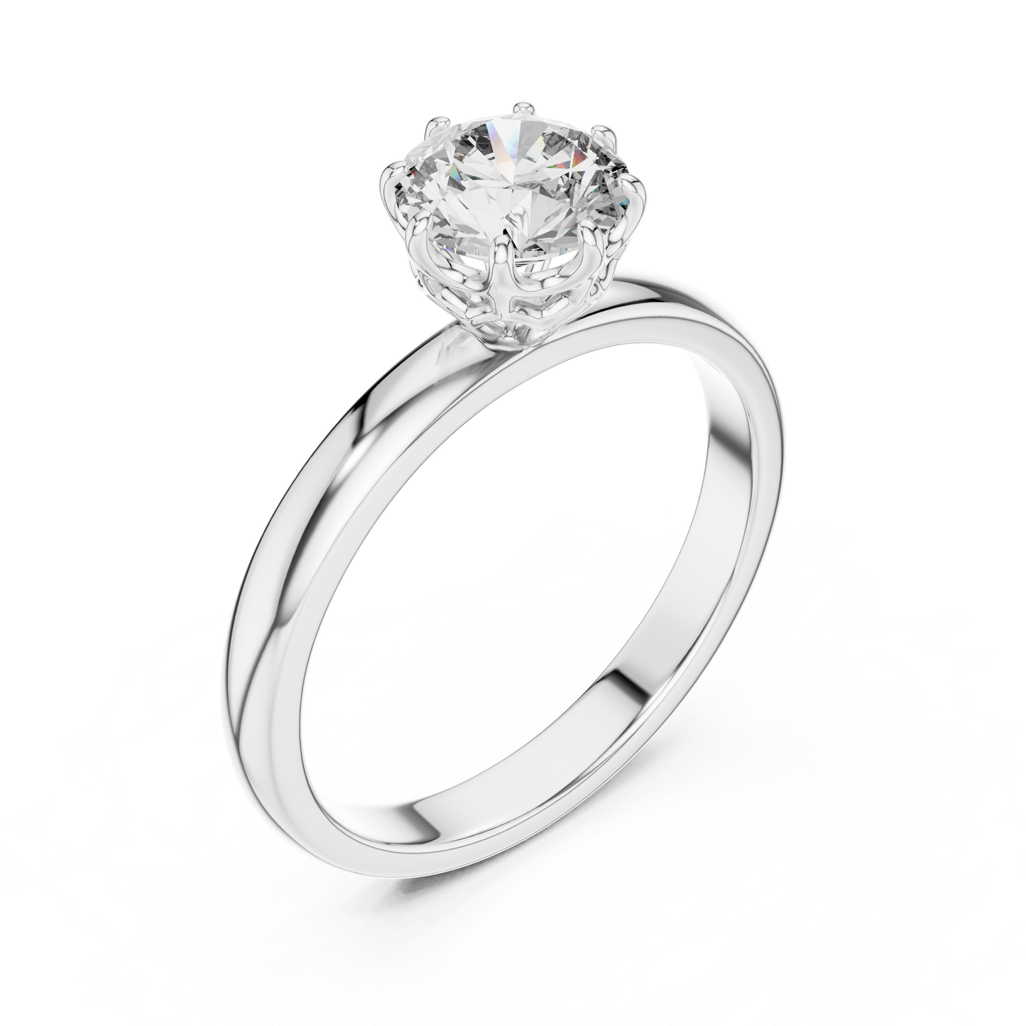 Modern Basket Solitaire Diamond Ring