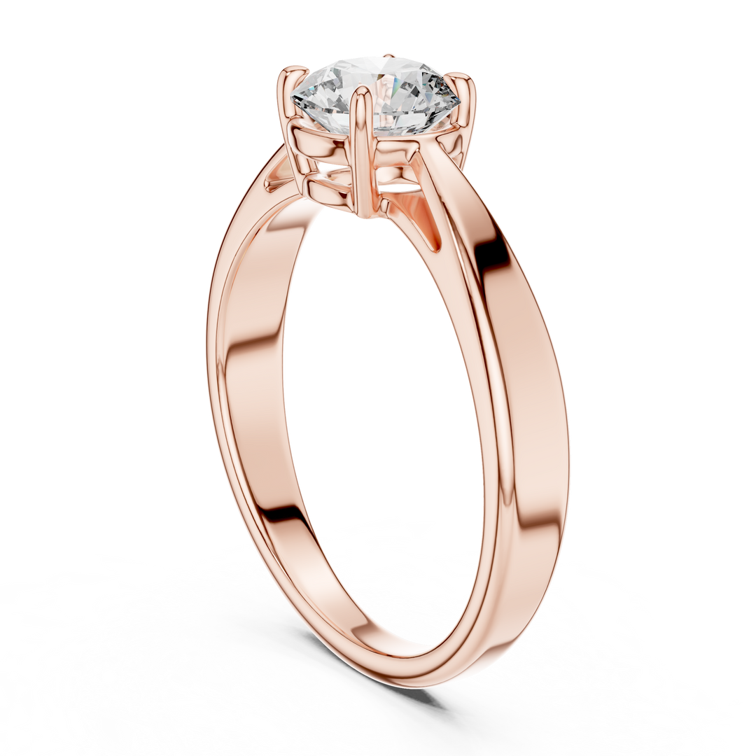 Modern Tapered Solitaire Diamond Engagement Ring