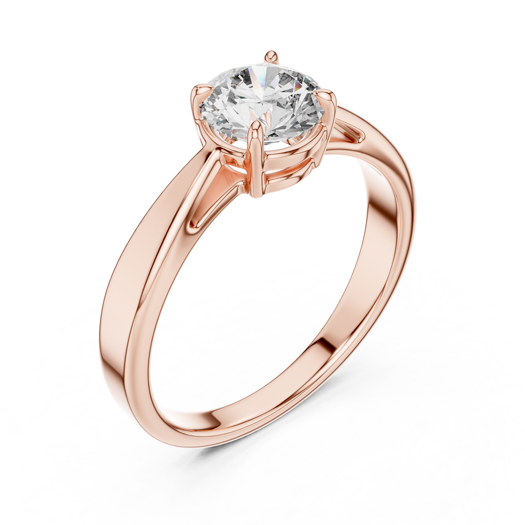 Modern Tapered Solitaire Diamond Engagement Ring