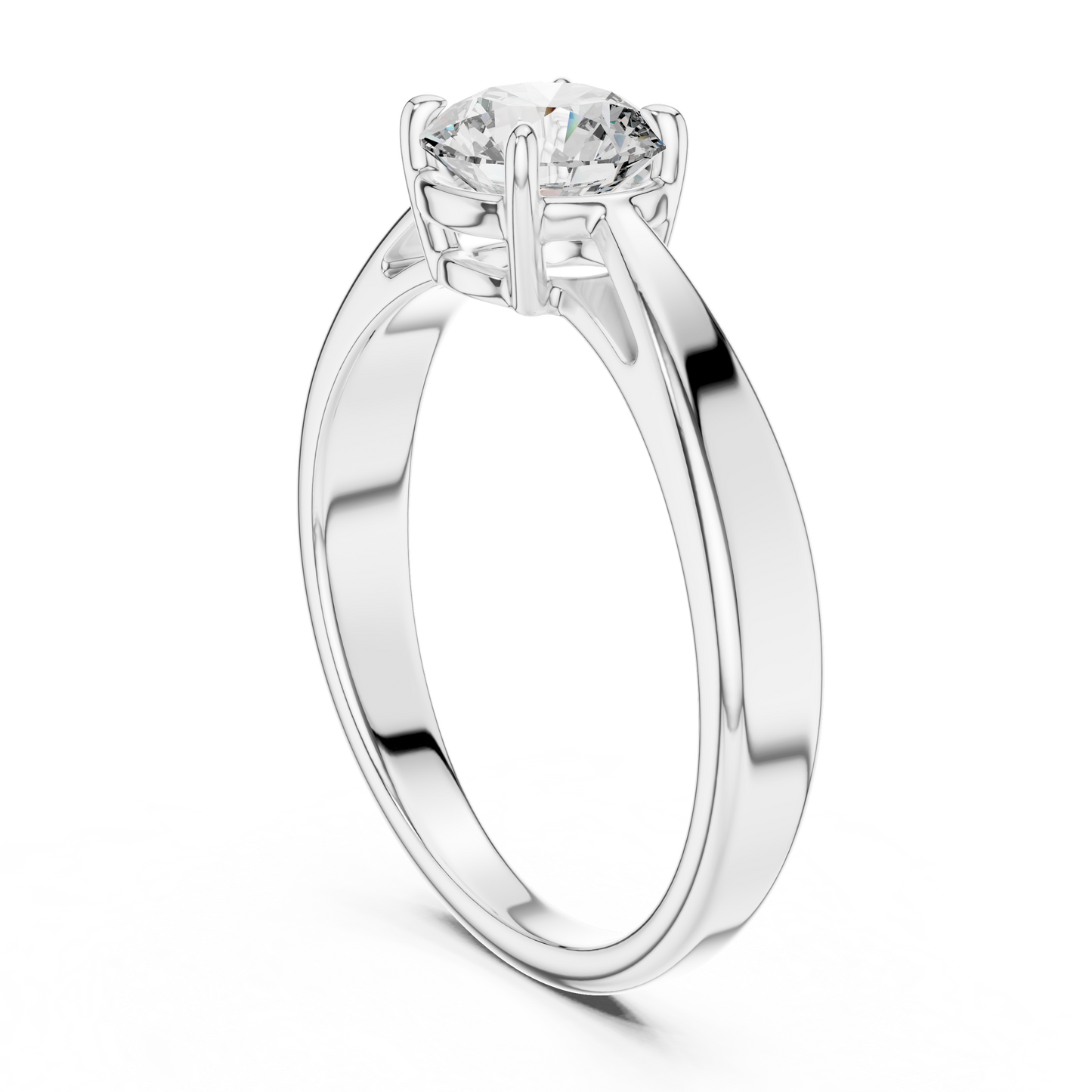 Modern Tapered Solitaire Diamond Engagement Ring
