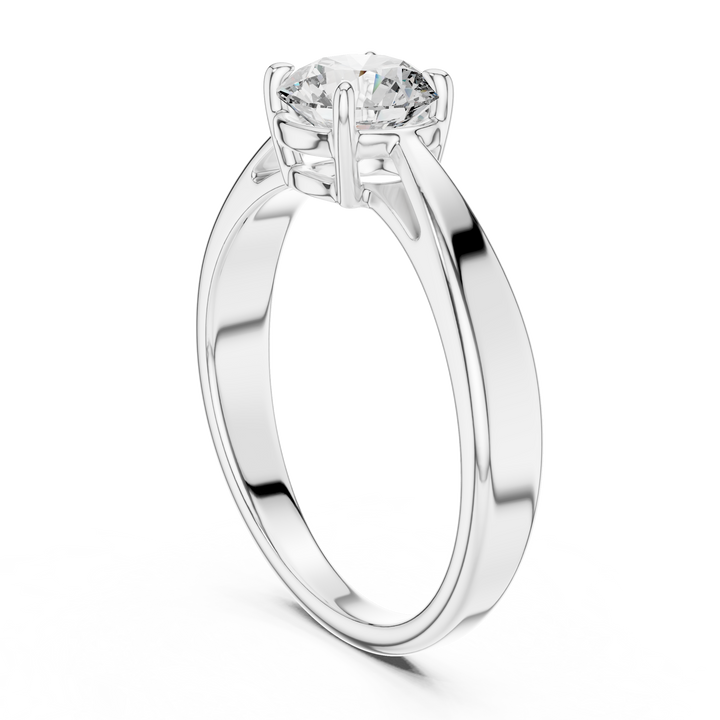 Modern Tapered Solitaire Diamond Engagement Ring