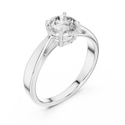 Modern Tapered Solitaire Diamond Engagement Ring