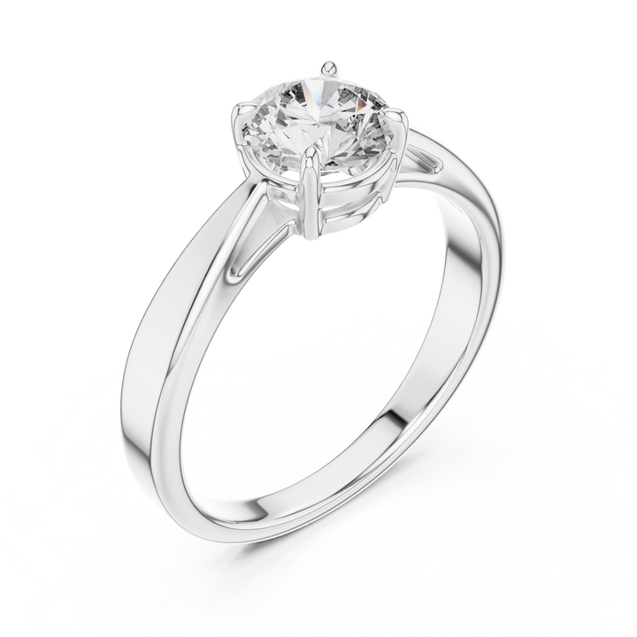 Modern Tapered Solitaire Diamond Engagement Ring