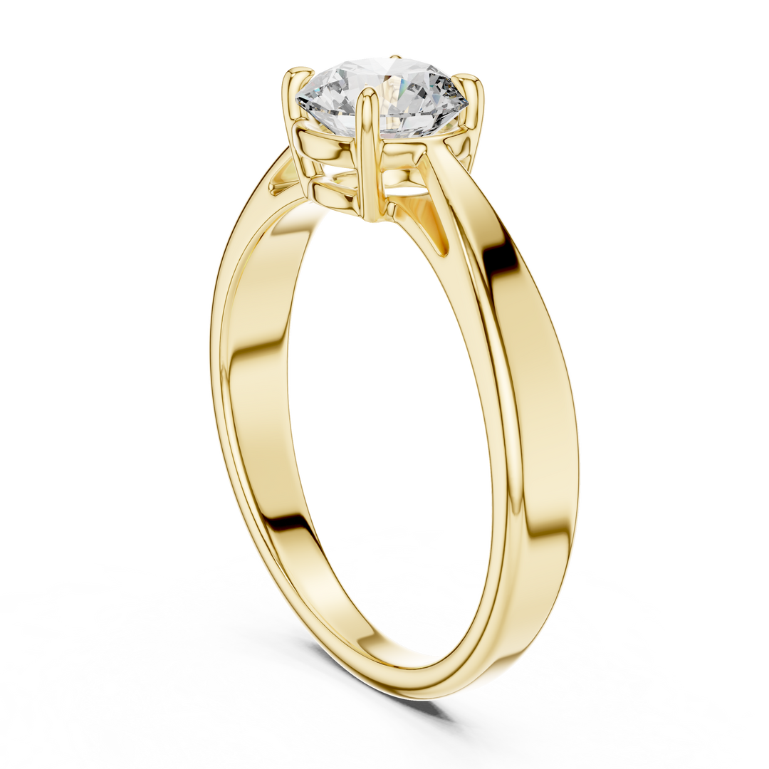 Modern Tapered Solitaire Diamond Engagement Ring