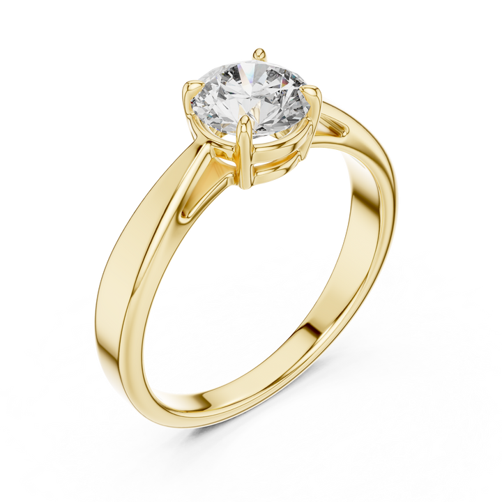 Modern Tapered Solitaire Diamond Engagement Ring