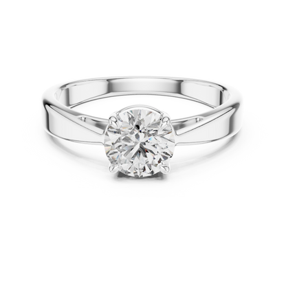 Modern Tapered Solitaire Diamond Engagement Ring