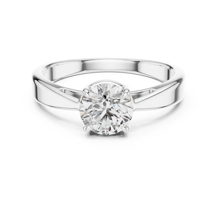 Modern Tapered Solitaire Diamond Engagement Ring
