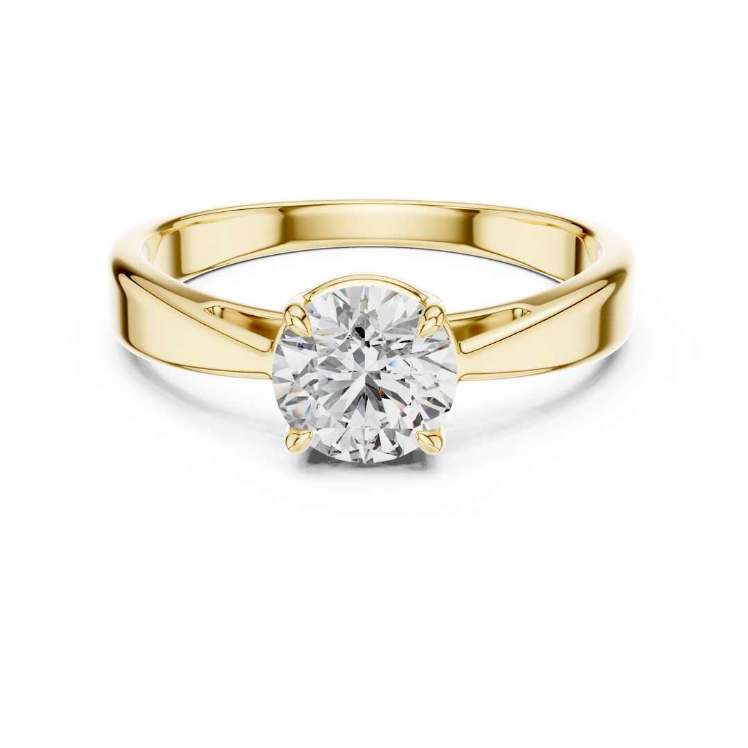 Modern Tapered Solitaire Diamond Engagement Ring