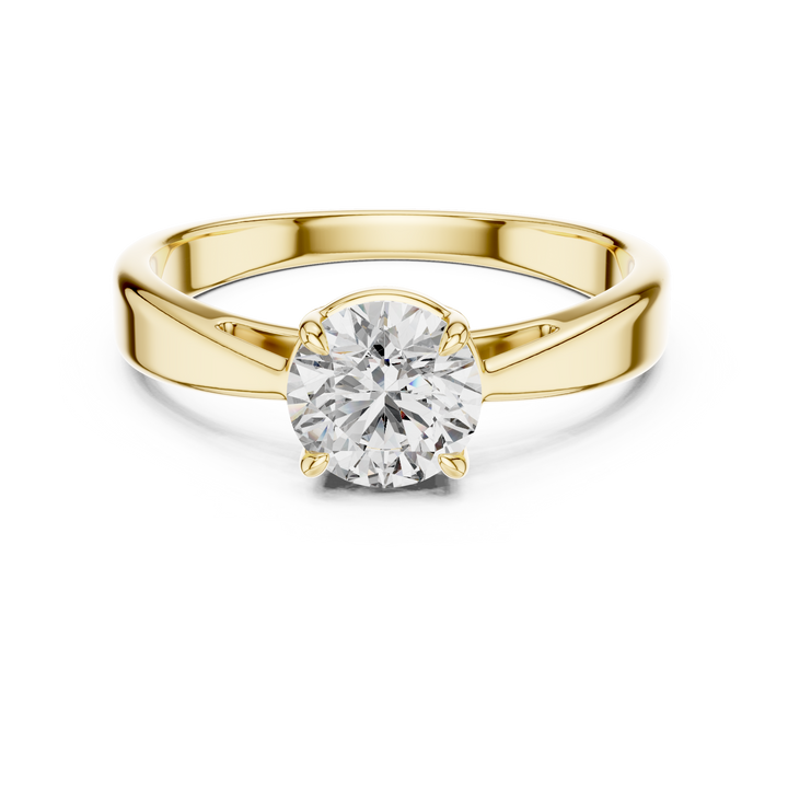 Modern Tapered Solitaire Diamond Engagement Ring